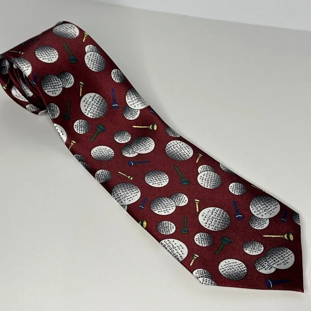 Golfball Neck Tie Maroon with Tees